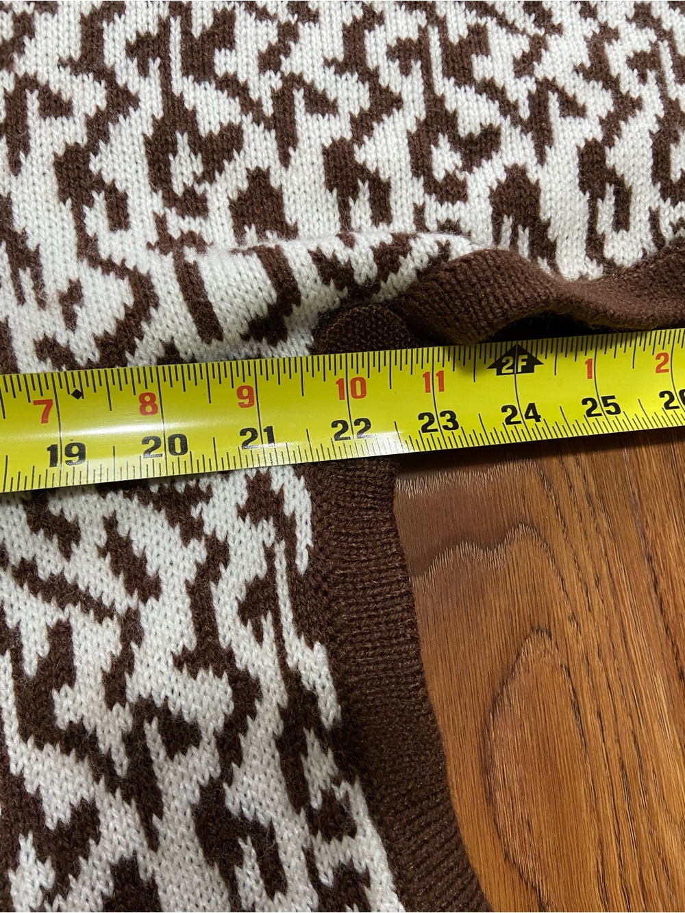 Alpha wool Brown & Cream Knit Button-Front Cape/Cardigan size L/XL - Picture 10 of 11